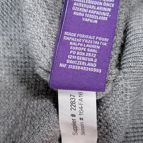 Ralph Lauren Purple Label Sweater Mens Size XL Gray Wool Cashmere 1/4 Zip - Picture 10 of 11